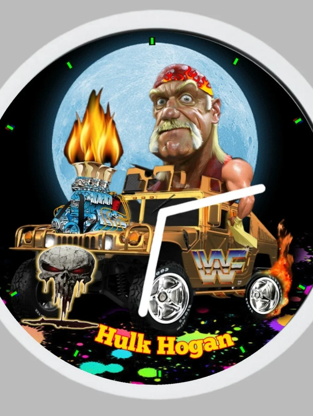 Hulk Hogan Themed Graphic Wall Clock - Black/Yellow